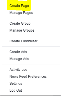 Facebook - Select Create Group from the Dropdown